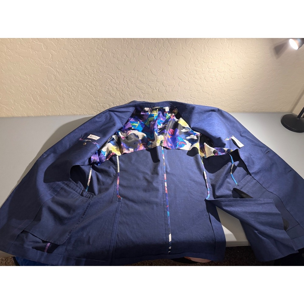 Robert Graham Mens Blue Paisley Cotton Blazer Tailored Fit Sport Coat Size 42 - Picture 11 of 14